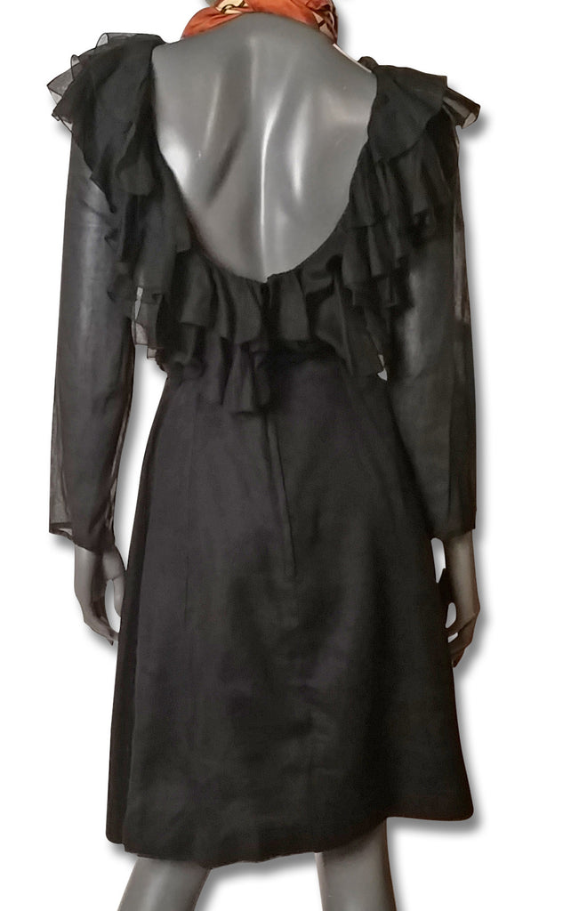 Ricco 1960s Scoop Back Ruffled LBD - refashioner - 2