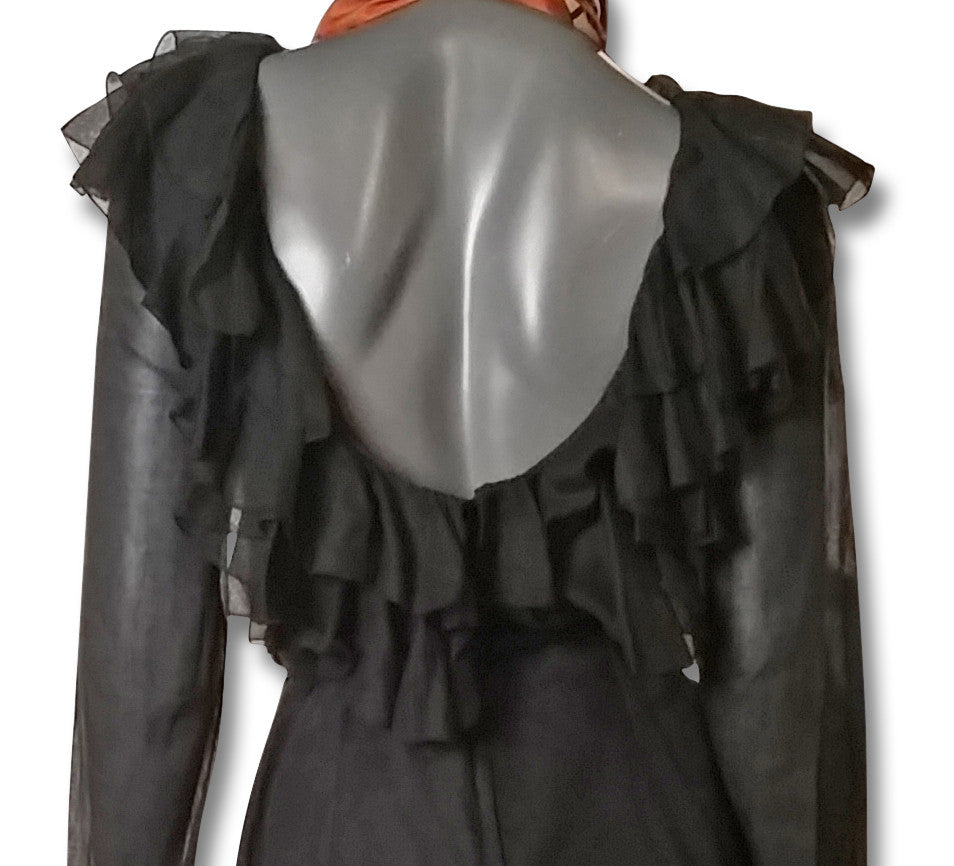 Ricco 1960s Scoop Back Ruffled LBD - refashioner - 5