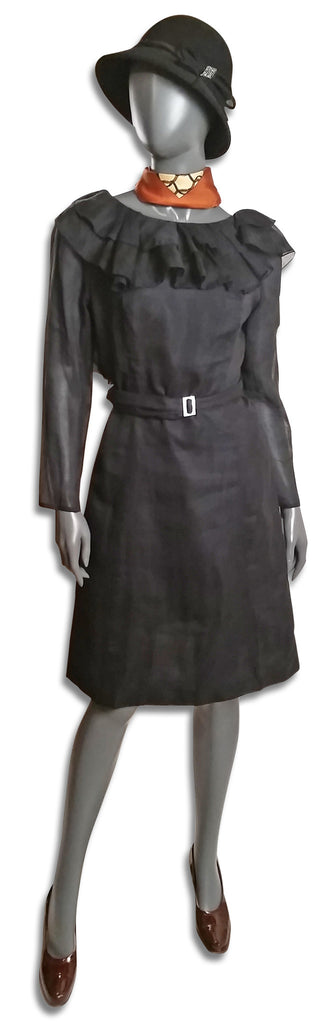 Ricco 1960s Scoop Back Ruffled LBD - refashioner - 3