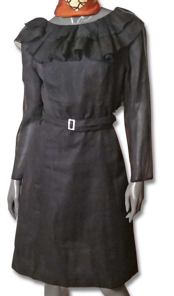 Ricco 1960s Scoop Back Ruffled LBD - refashioner - 1