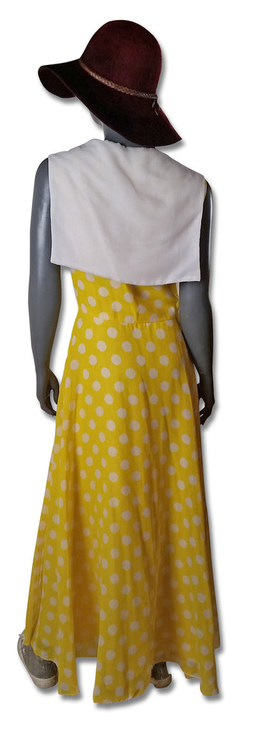 Yellow Sailor Collar Maxi Dress, 60s/70s - refashioner - 2