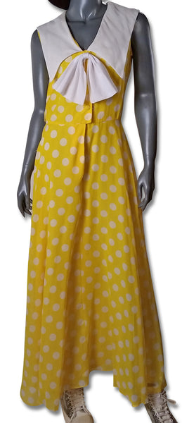 Yellow Sailor Collar Maxi Dress, 60s/70s - refashioner - 1