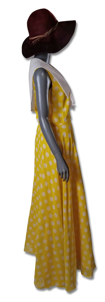Yellow Sailor Collar Maxi Dress, 60s/70s - refashioner - 3