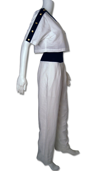 Deadstock 1980s Nautical Playsuit - refashioner - 1