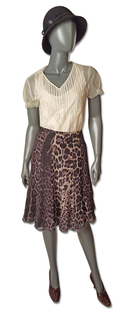 Yves Saint Laurent Leopard Print Silk Chiffon Skirt - refashioner - 1