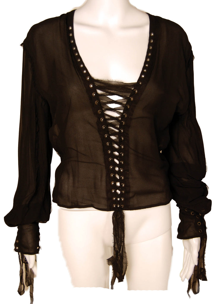 Tom Ford YSL Chiffon Laced Poet Blouse - refashioner - 1