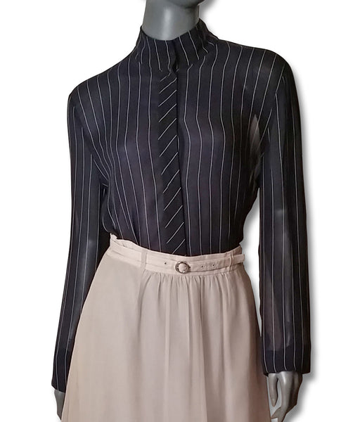 Yeohlee Sheer Pinstripe Blouse, 1990s - refashioner - 1