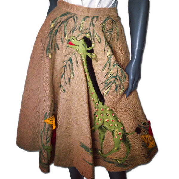 1950s Burlap Appliquéd Circle Skirt - refashioner - 1