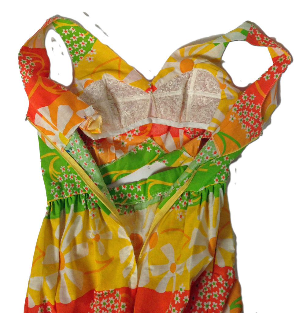 Multifloral Playsuit Deadstock 1970s - refashioner - 4