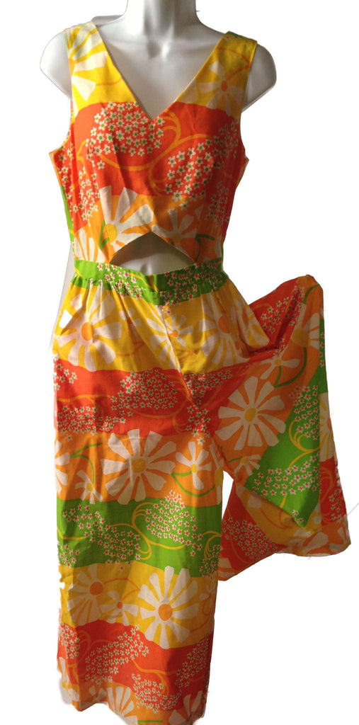 Multifloral Playsuit Deadstock 1970s - refashioner - 2